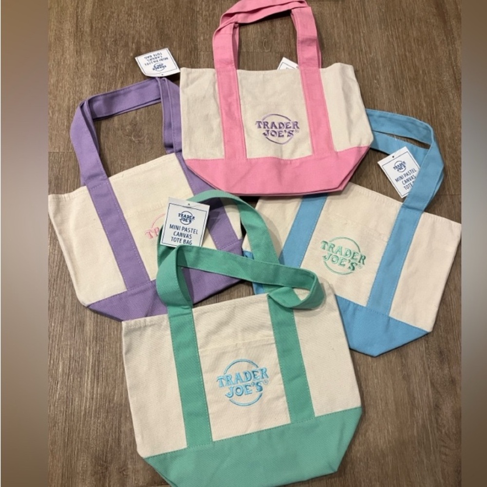 NWT Trader Joe’s mini canvas Tote Bag Set. Hard to find!